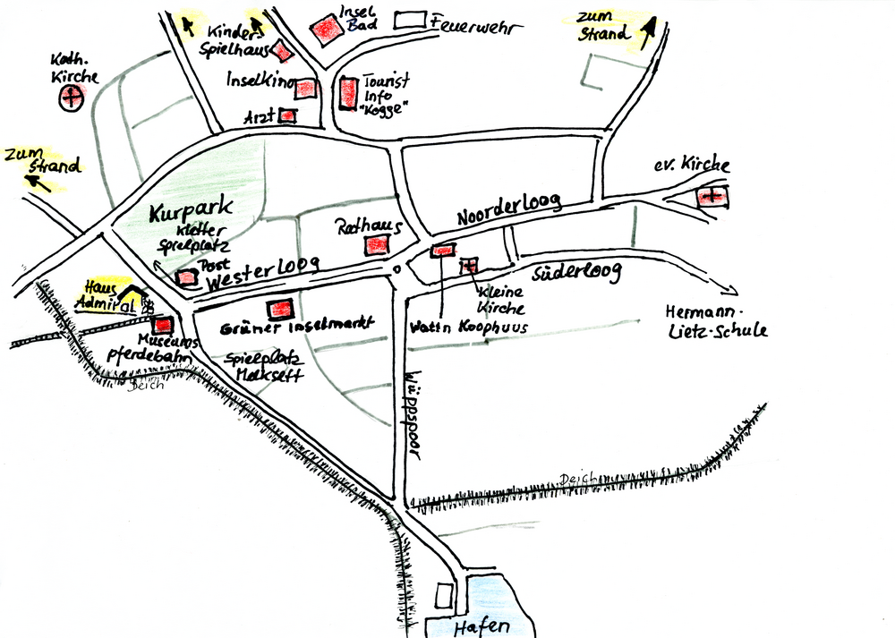 Lageplan des Haus Admiral auf Spiekeroog