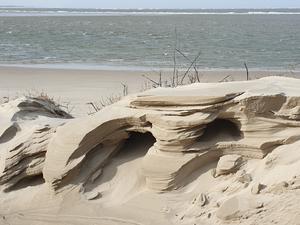 Sandskulptur am Strand